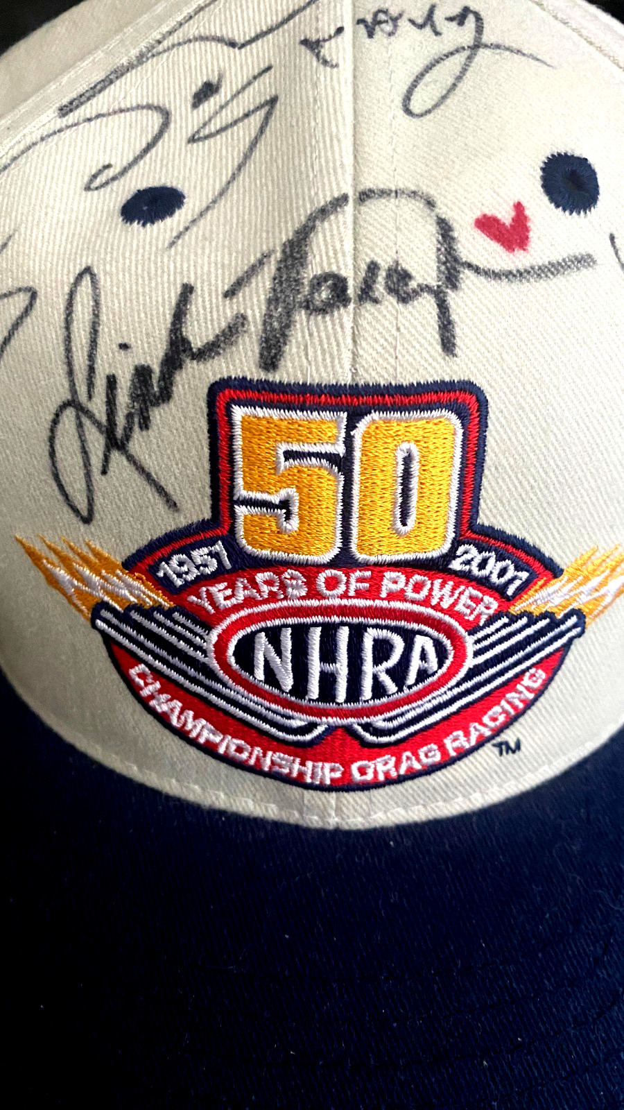 DON SNAKE PRUDHOMME MONGOOSE LINDA VAUGHN SIGNED NHRA 50 YEARS DRAG RACING HAT