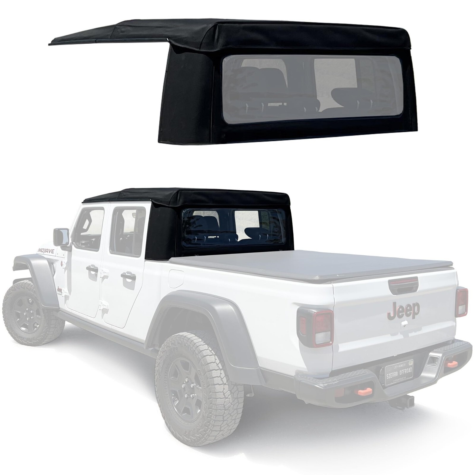 Sierra Offroad Soft Top for 2020 - 2026 Jeep Gladiator JT Black Sailcloth Vinyl