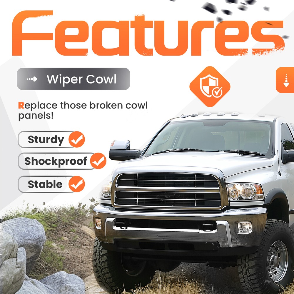 Front Grille Wiper Cowl Windshield Panel For Dodge Ram 1500/2500/3500 2009-2024