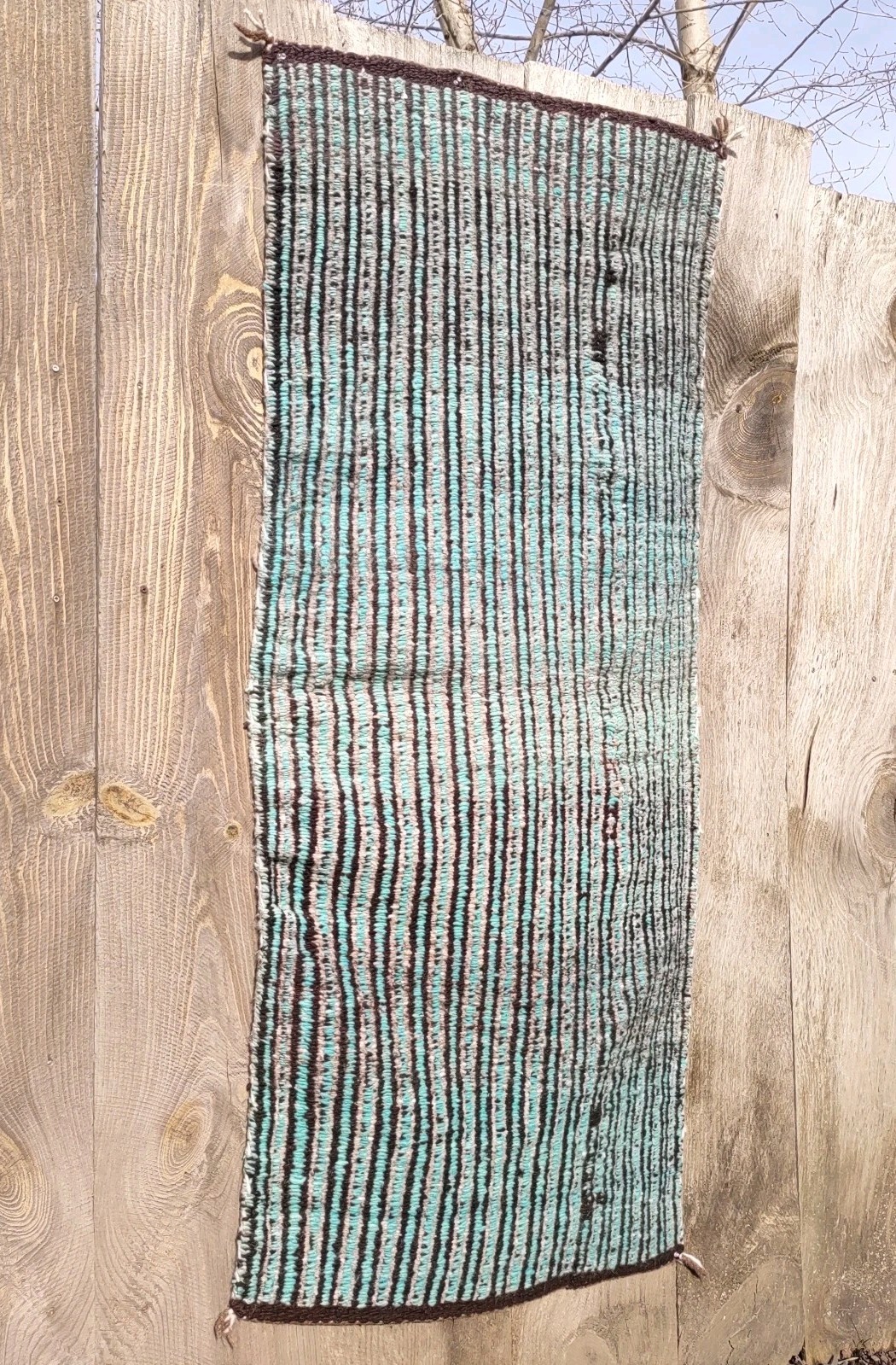 Navajo Rug Antique Native American Indian Twill Weaving Textile 1910 62 x 30