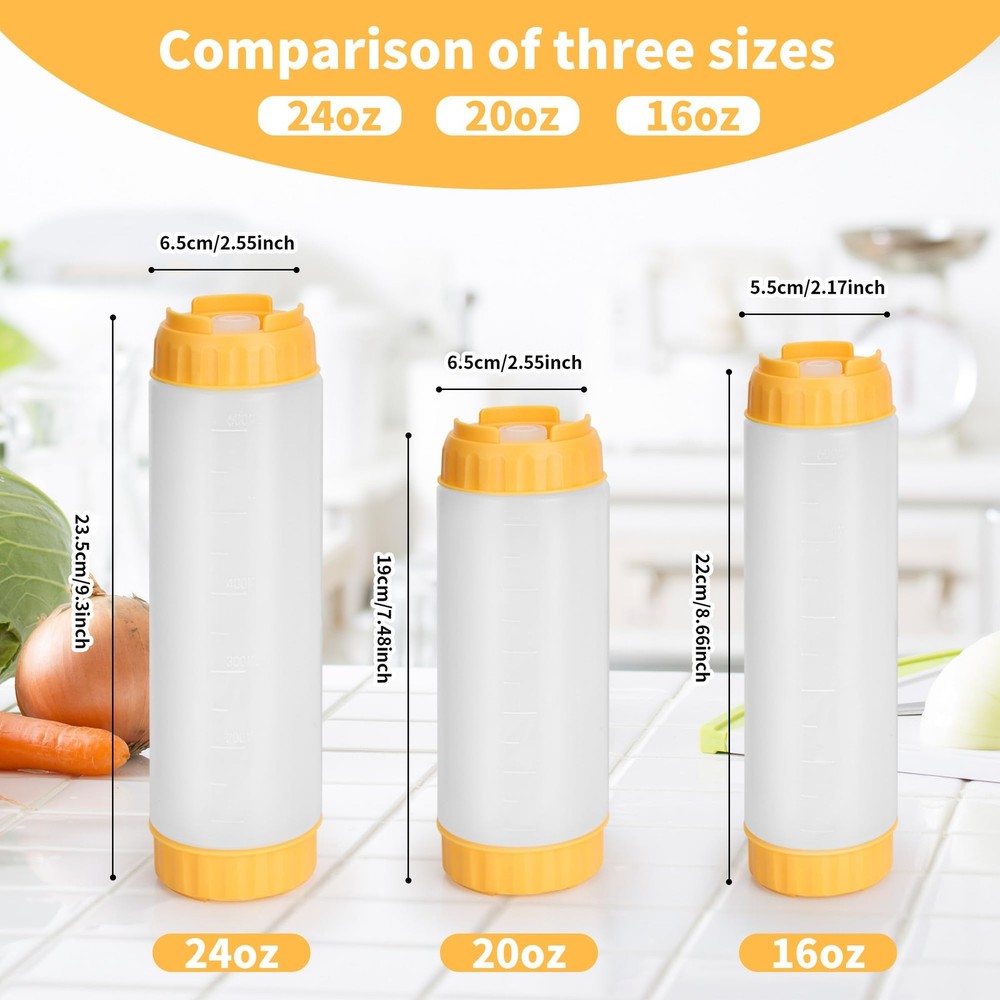 6pcs Inverted Condiment Squeeze Bottles, Leak-proof Refillable Squeeze Bottle...
