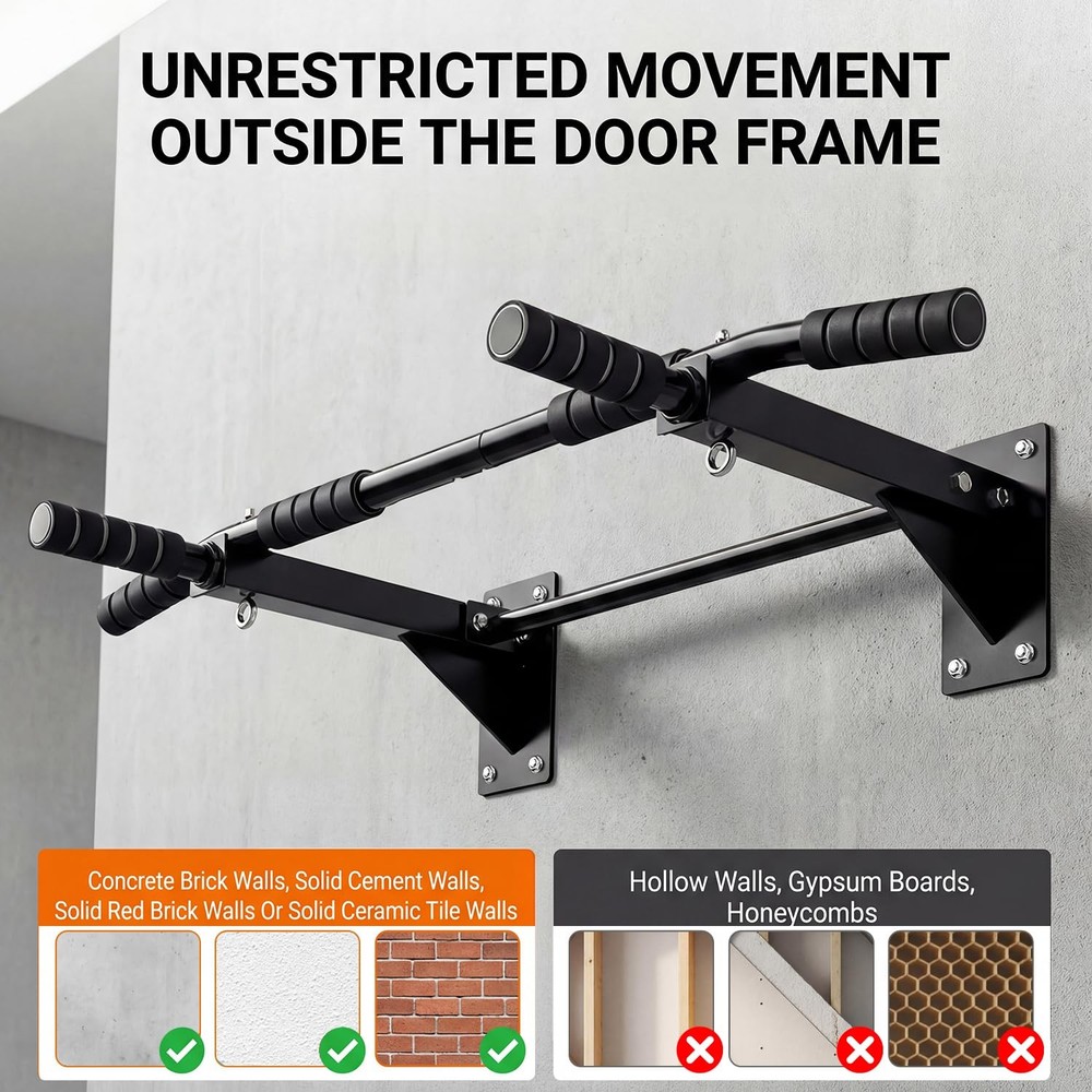 Pull Up Bar Wall Mounted - Multifunctional Wall Mounted Pull Up Bar for Home ...