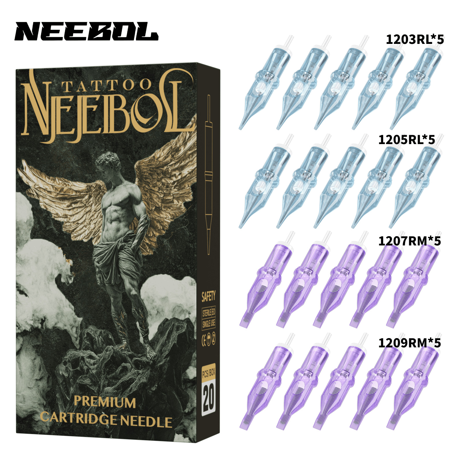 20-50Pcs Mixed Professional Sterile Tattoo Needle Cartridges Size RL RM RS M1