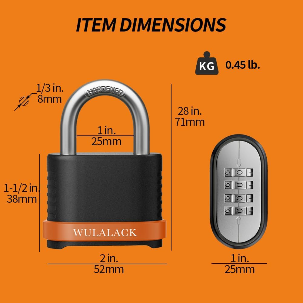 Candado de combinación resistente de 6 unidades, reajustable de 4 dígitos para e