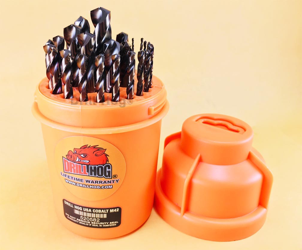 Drill Hog® 29 Pc Super Premium Cobalt M42+ Drill Bits Orange Lifetime Warranty