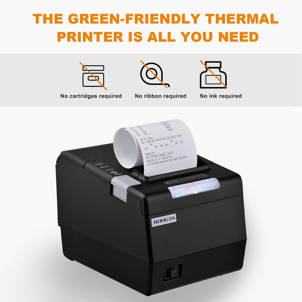Rongta POS Printer, 80mm Thermal Receipt Printer, Restaurant Kitchen Printer ...