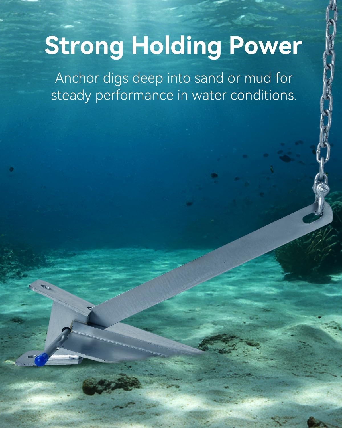 10 lb Boat Anchor Kit Galvanized Fluke w/Chain Rope 16-26 ft