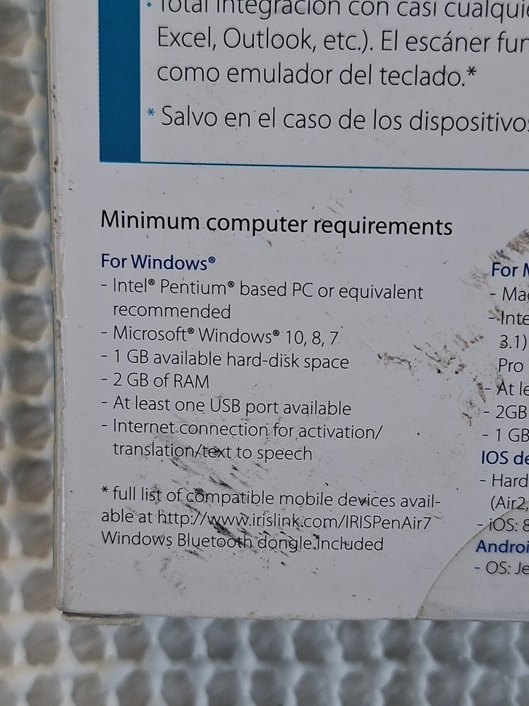 Iris Pen IrisPen Air 7 Smart Wireless Pen Scan Windows Mac Android OPEN BOX READ