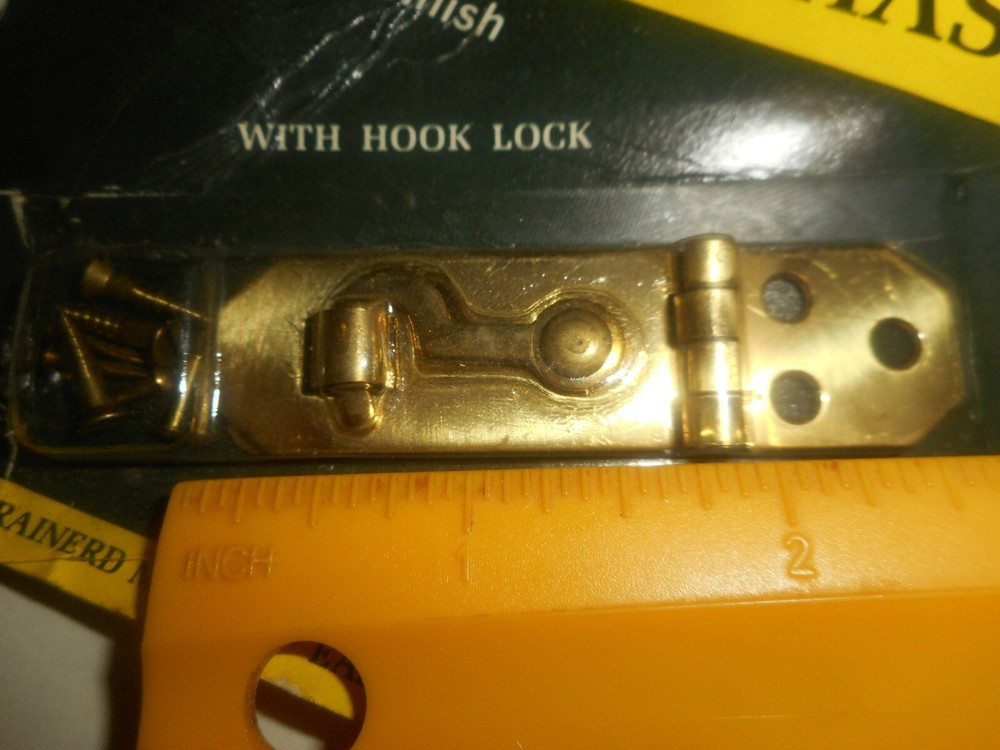 Vintage Solid Brass Hasp & Hook Lock Brainerd Mfg. Small 2 3/4" x 3/4" Nos