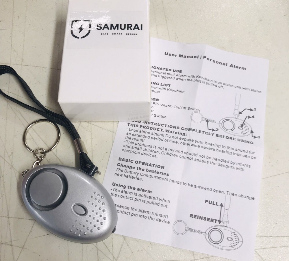 Samurai Personal Alarm Keychain with LED Light