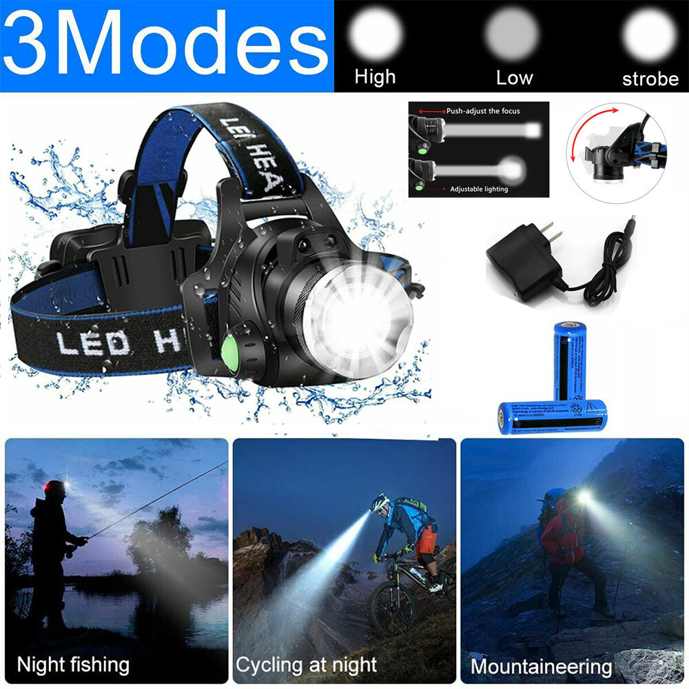 Most Powerful 99000000LM Rechargeable Headlamp LED Tactical Headlight Flashlight