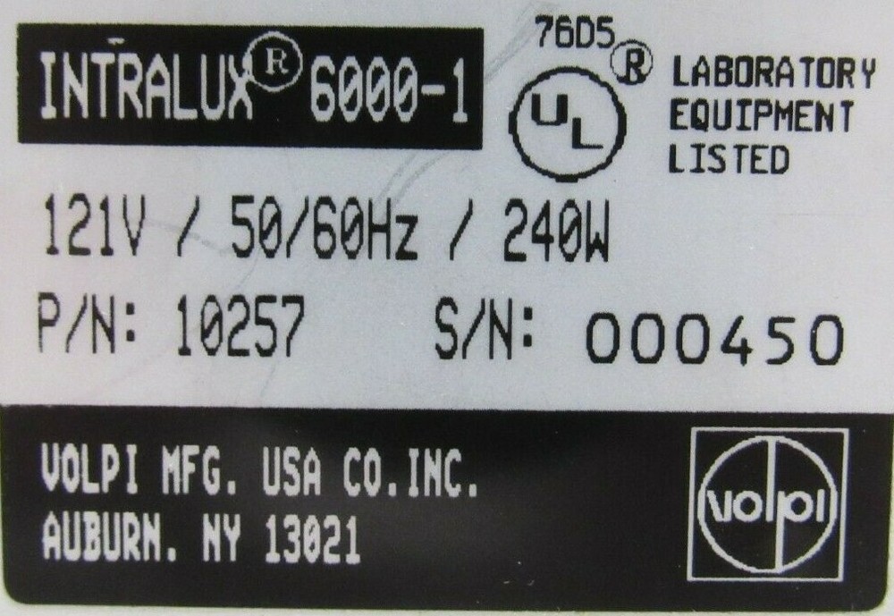 USED VOLPI 6000-1 INTRALUX LIGHT SOURCE 10257 60001