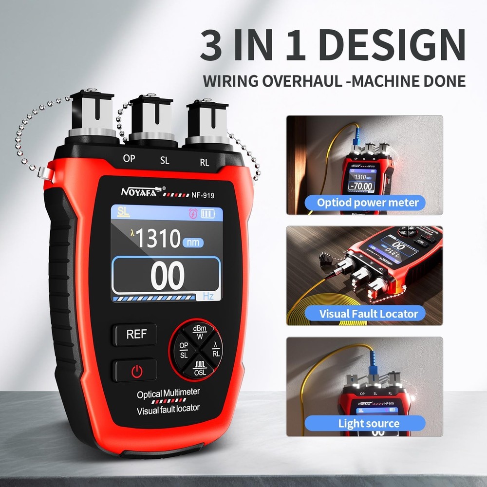 3in1 Fiber Optic Optical Power Meter Light Source Visual Fault Finder Device