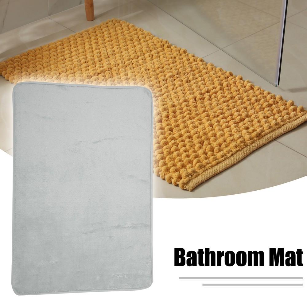 1Pcs Bathroom Rugs Bath Mat Machine Washable Solid Color Pattern Gray 90x60cm