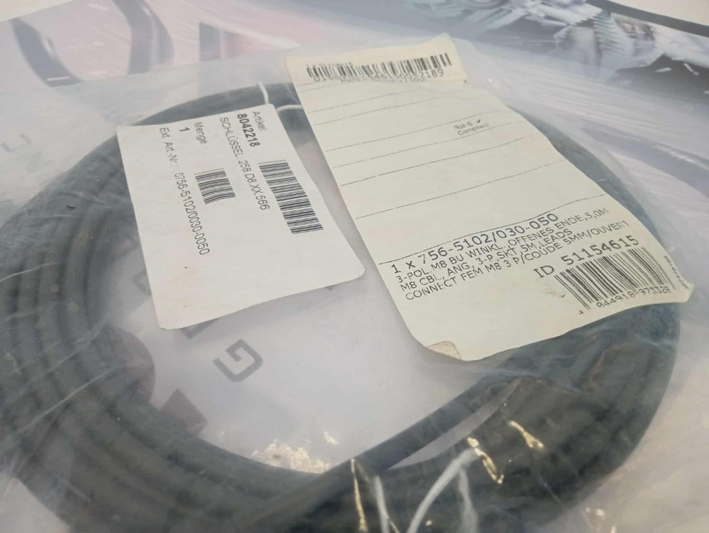 WAGO 756-5102/030-050 Sensor/Actuator cable; M8 socket; angled; 3-pole; Length: