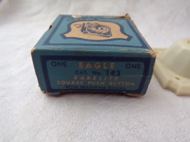 Vintage Eagle CAT. No.143 Bakelite Square Push Button (Doorbell) w/Box