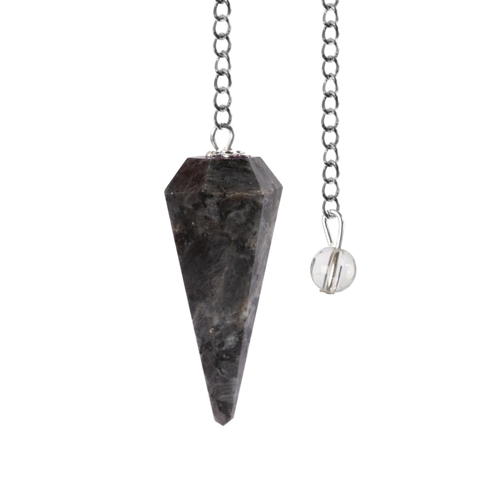 Larvikite Pendulum Crystal, Faceted Pendulum Divination Tools, Dowsing Pendulum