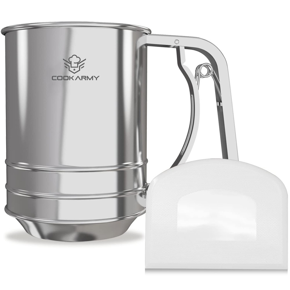 Stainless Steel 3 Cup Flour Sifter Double-layer Ideal for Baking Needs