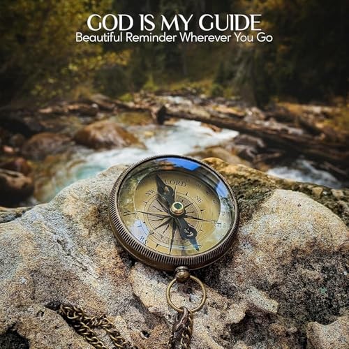 Brass Compass Gift with Display Box - Engraved Scripture Prayer Aged Brass