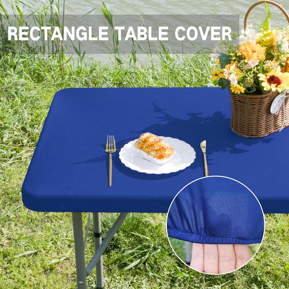Rectangle 4Ft Fitted Table Cover Elastic Tablecloth 4Ft Stretch Spandex Table To