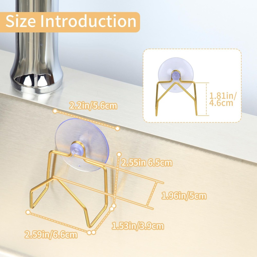 Sponge Holder for Kitchen Sink, 2 Pack Suction Cup Stainless Steel Rustproof ...