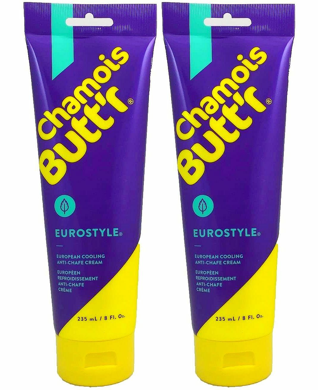 2PACK Chamois Butt'r Eurostyle Cooling Cream Butter Bike Cycling Shorts 8oz Tube