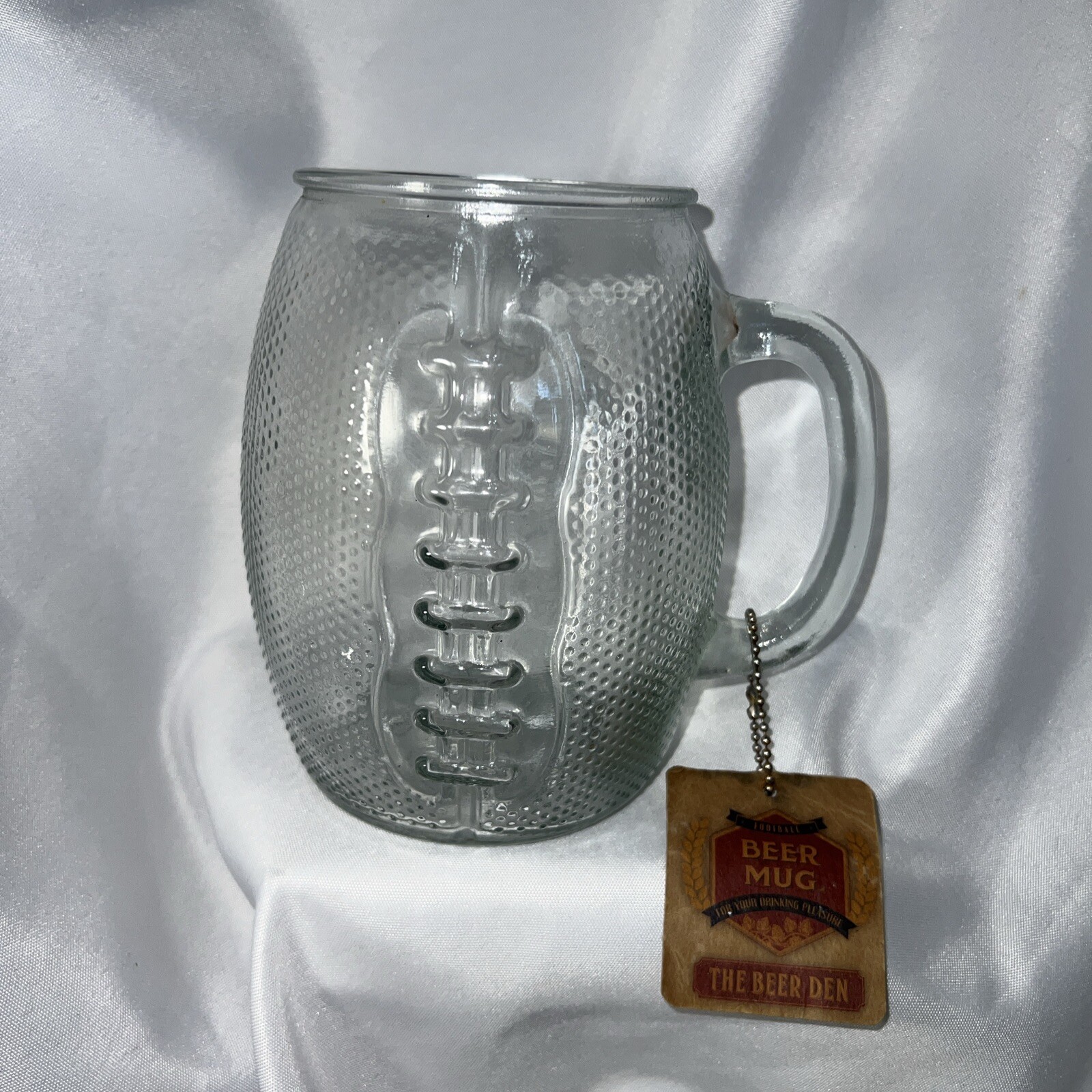 Home Essentials The Beer Den 36 oz Clear Glass Football Beer Mug With Handle