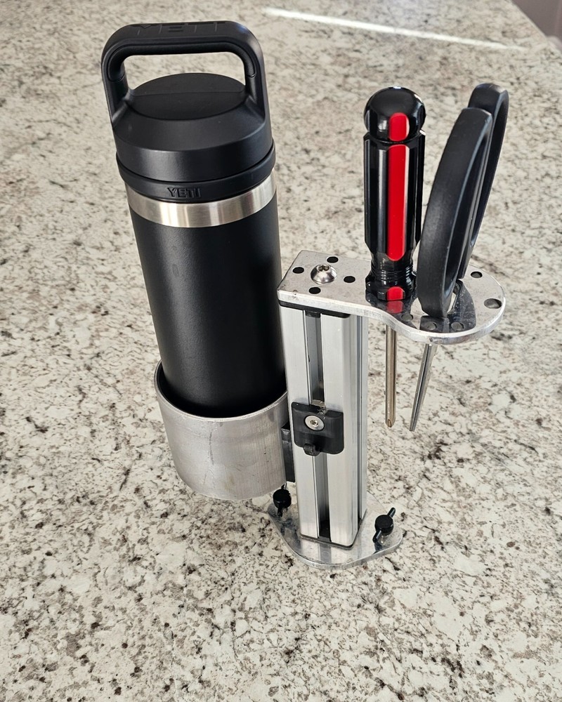 Track mount cup holder & tool holder