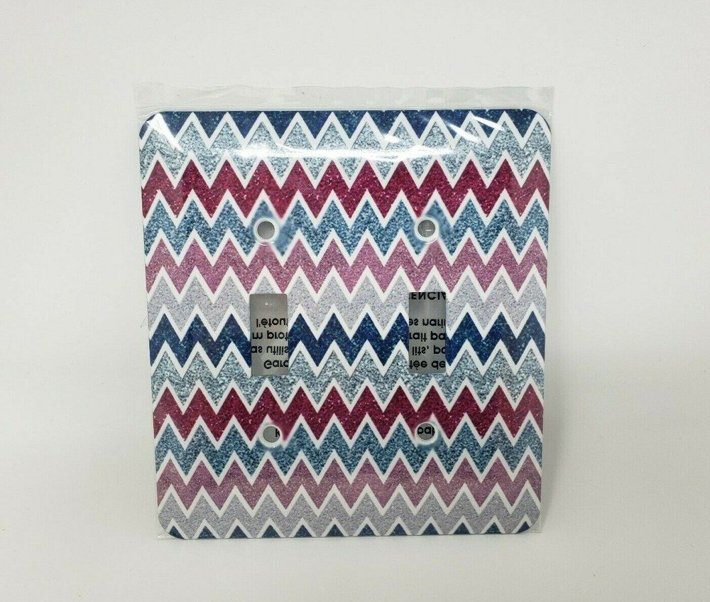 Multi-Color Chevron Metal Double Toggle Switch Plate Cover