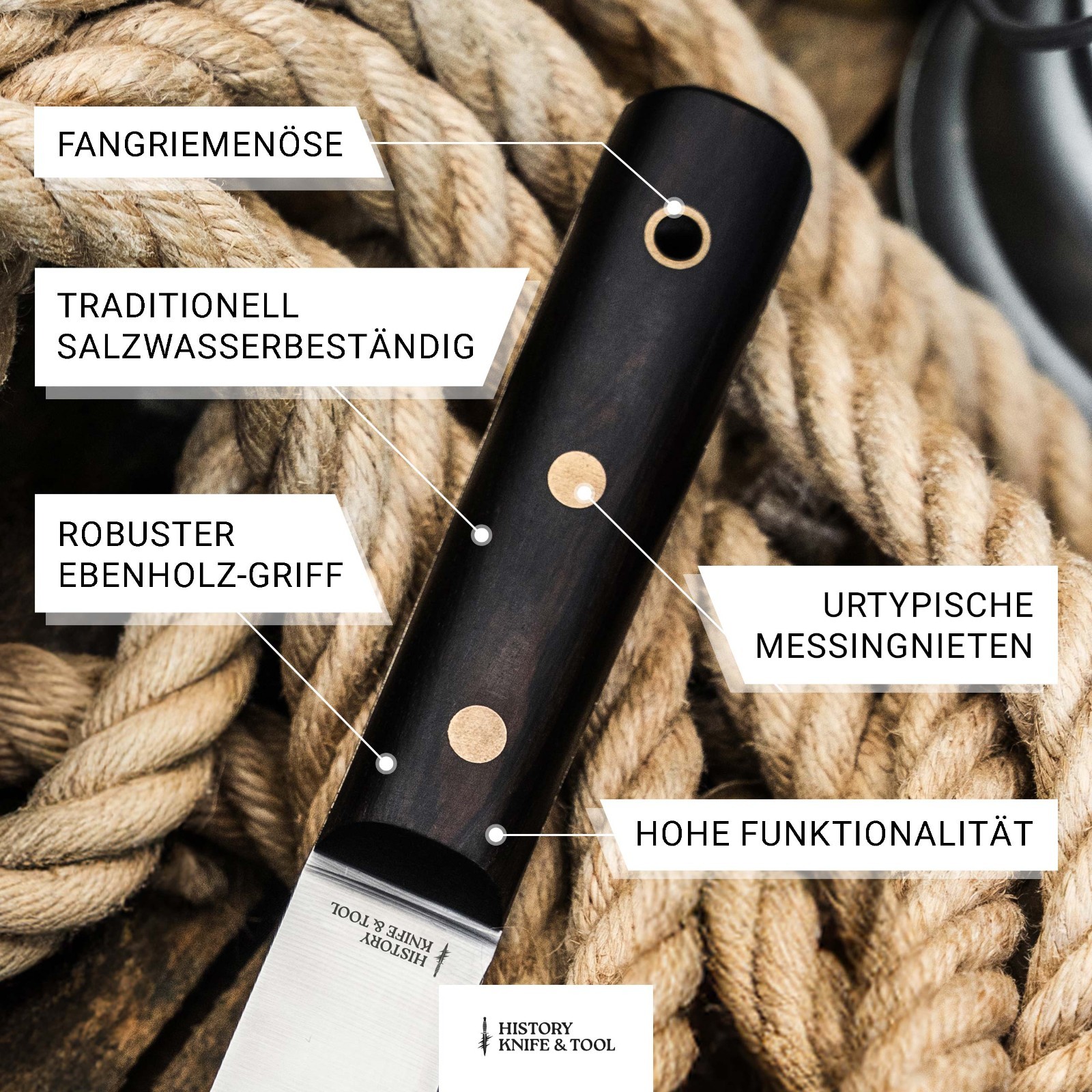 History Knife & Tool Sailor´s Knife 5.28" Fixed Blade 4116 Full-Tang - 02HY005