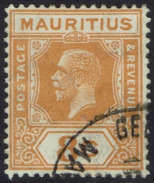 MAURITIUS 1921 KGV 8C WMK MULTI SCRIPT CA USED