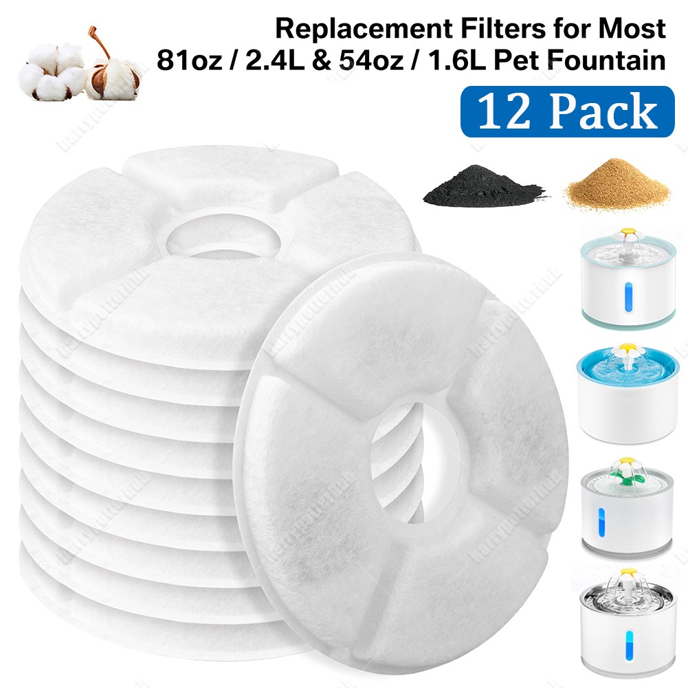 12 Packs Cat Water Fountain Filters Replacement Filters for Automatic Pet Fount