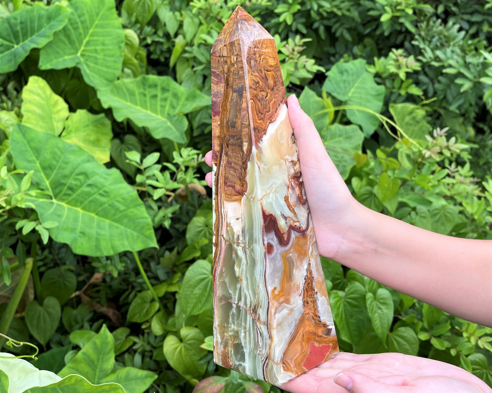 JUMBO 12" Green Onyx Obelisk (4-Sided Crystal Tower, Green Onyx Tower)