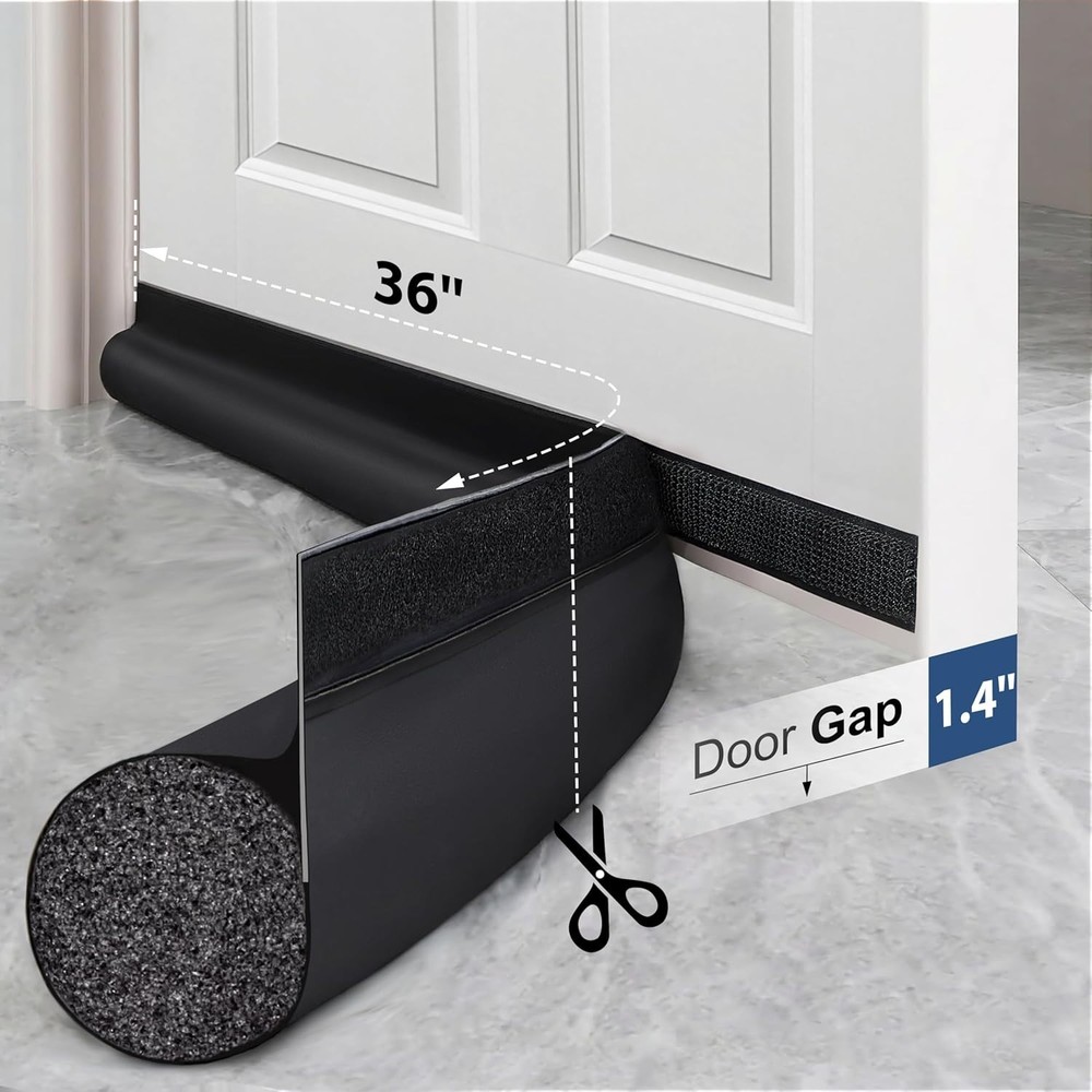 Door Draft Stopper 36 Inch Black Adjustable Door Draft Blocker Front Door Draft
