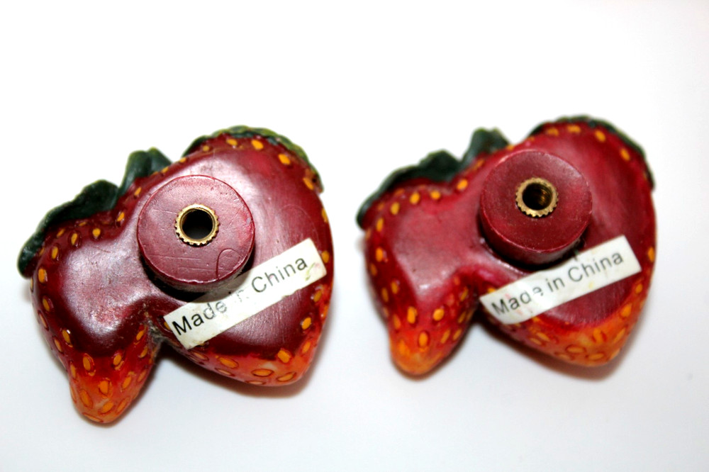 23-pc Double Strawberry Resin Drawer Knobs Realistic Looking Fruit Pulls