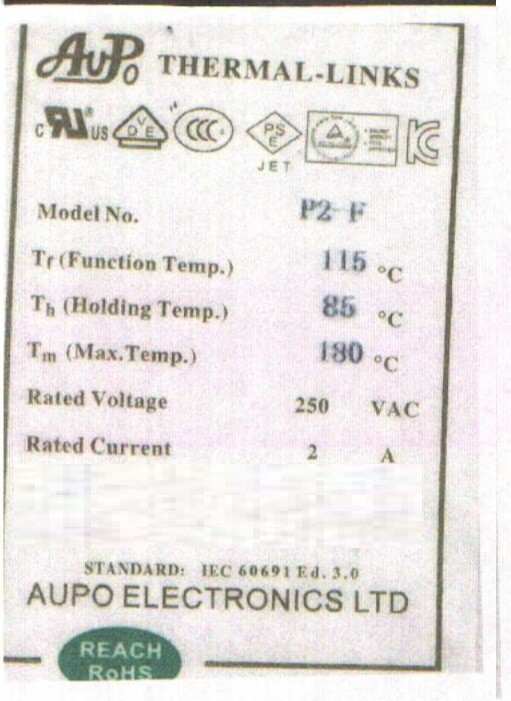 4 Pcs Aupo Thermal Fuse 84C 102C 115C 125C 130C 135C 150c 2A 3A 250V FREE SHIP
