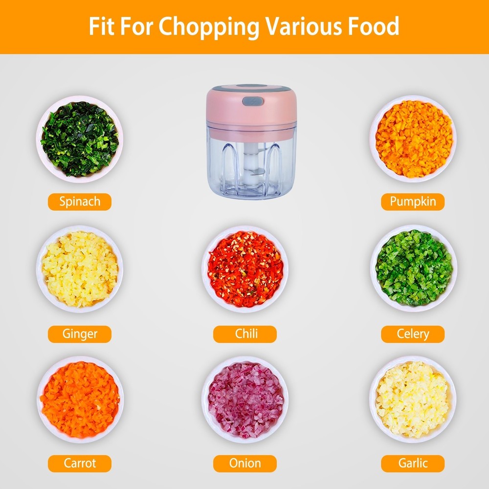 USB Rechargeable Mini Electric Garlic Chopper Food Processor