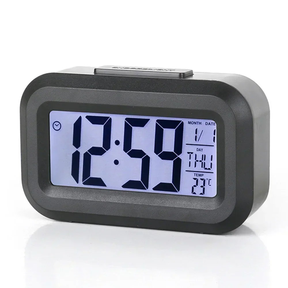 LED Digital Alarm Clock Snooze Backlight Calendar Time Display Desktop Table