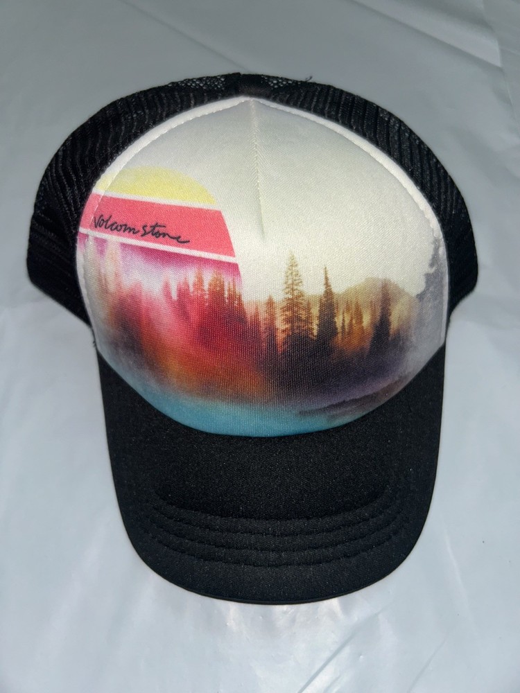 Volcom Black White Pink Snapback Adjustable One-Size Cap Hat
