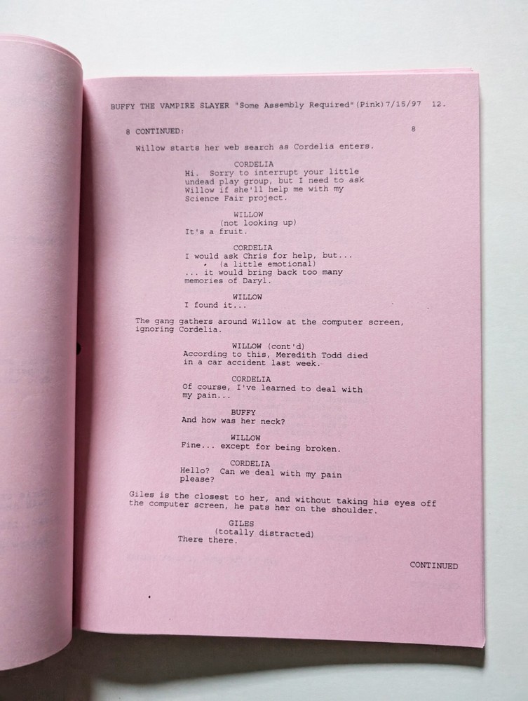 Buffy The Vampire Slayer Original Script - "Some Assembly Required" S02E02