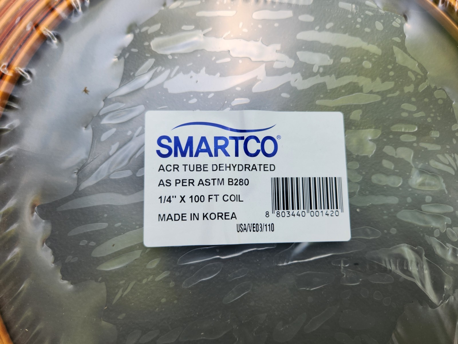 Smartco Acr Tube Dehydrated 1/4" x 100 ft Coil