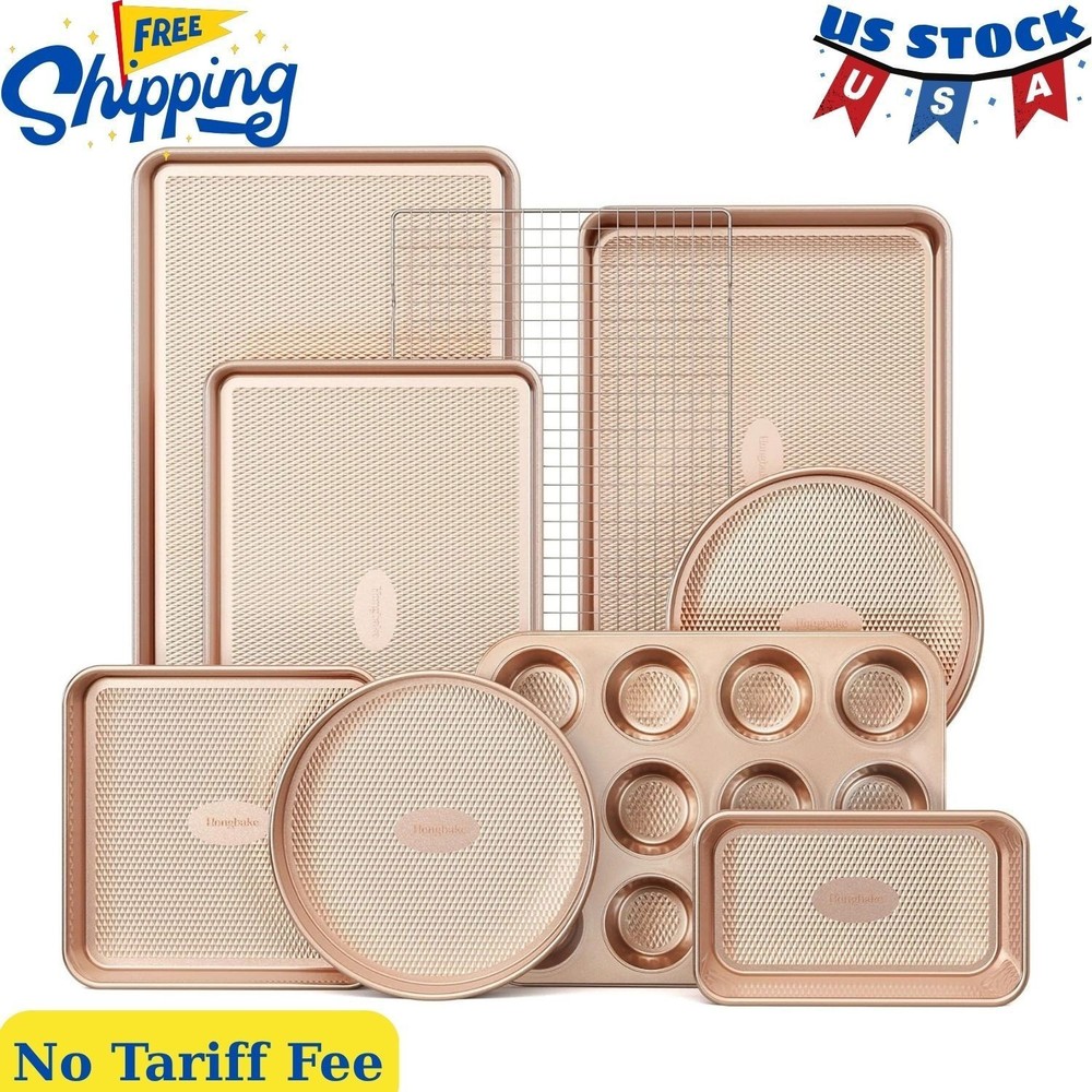 9-Piece Baking Pans Set Nonstick, Stackable Non Toxic Bakeware Sets