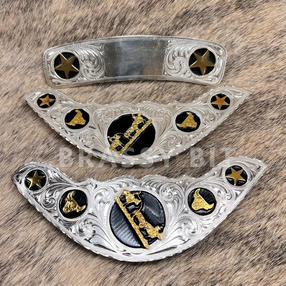 Silver Western Saddle Silver Plate Set