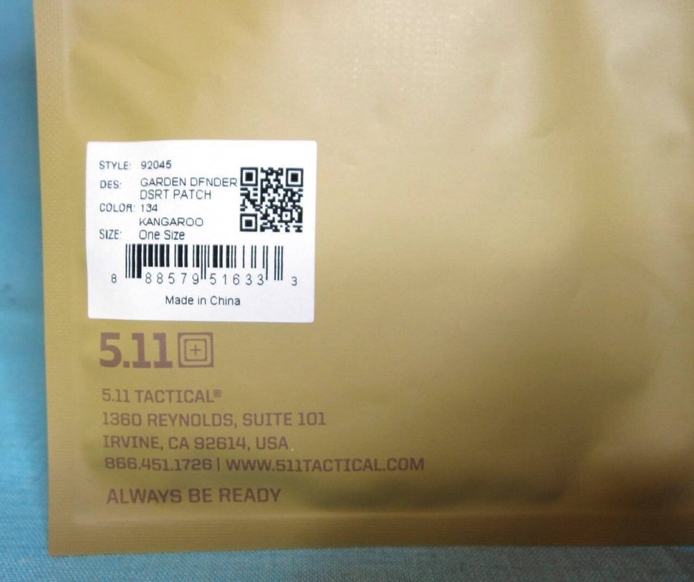 5.11 Tactical Garden Defender Tactical Gnome Dwarf Desert Patch Hook/Loop Back