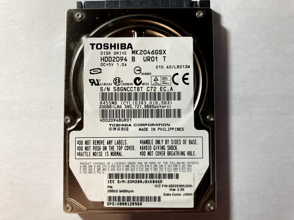 HDD2D94 Toshiba Notebook Hard Drive Tested