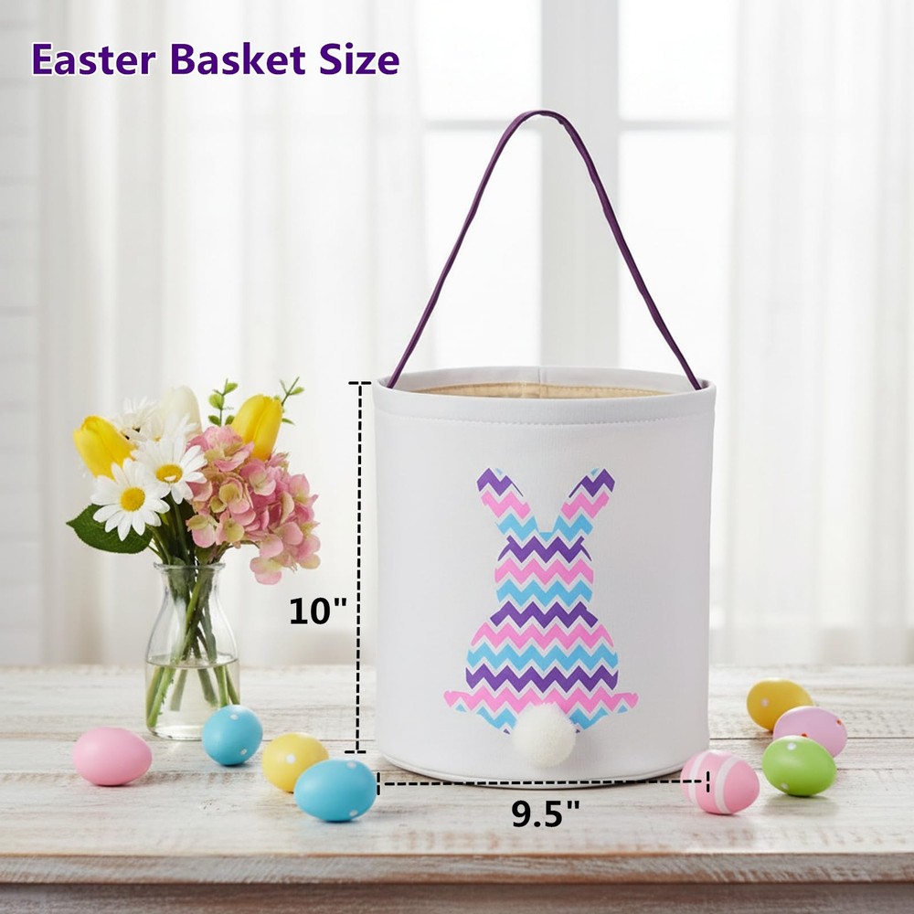 E-FirstFeeling Canvas Easter Bunny Basket, Large Empty Easter Basket for Egg ...