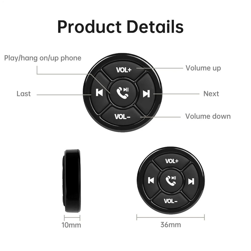 Bluetooth Wireless Media Button Car Steering Wheel Remote Control for Motorcycle