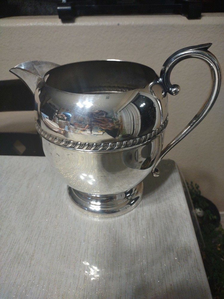 Sheridan Silver On Copper Water Pitcher 8"
