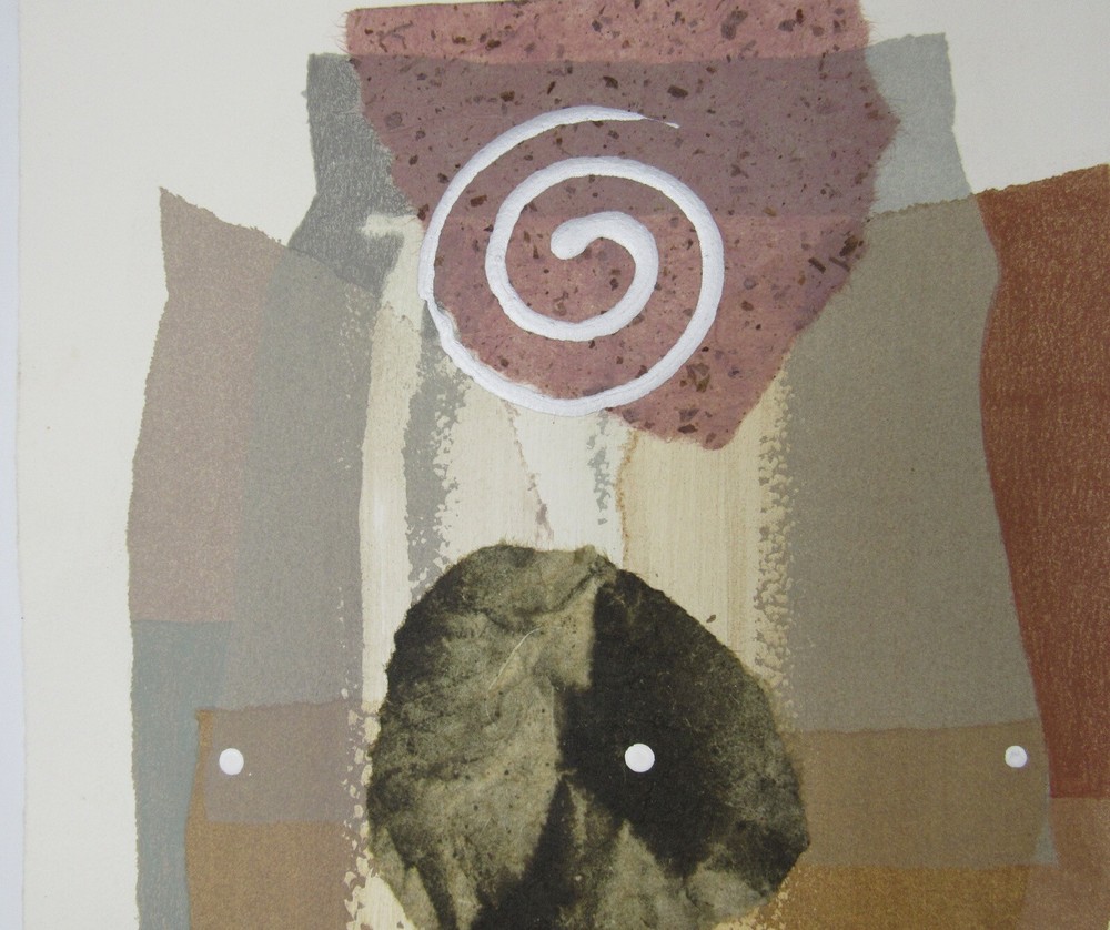 Signed 1998 PG Gravele mixed media abstract postmodern composition 10x15"