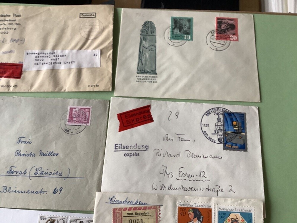 German Democratic Republic 12 postal stamps covers Ref A1660